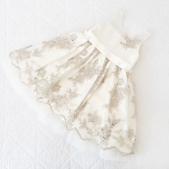 2T American Princess Kids Cream Silver Sequins Formal Dress - Picture 1 of 5